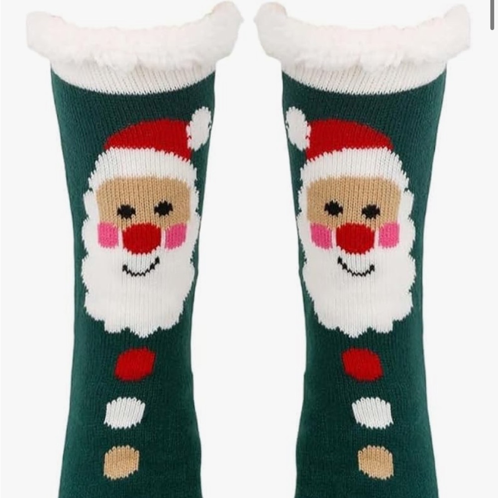 Festive Green Santa Socks